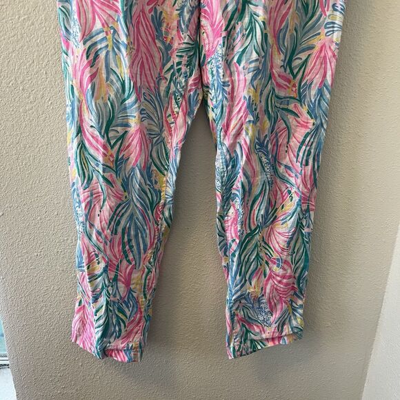 Lilly Pulitzer Linen Pants Size Large Taron Pants Sea Turtle Soiree Colorful - Picture 6 of 16